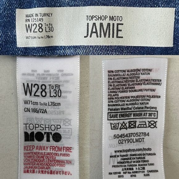 Topshop Jamie Skinny Jeans High Rise Ankle Crop Split Raw Hem Front Seam Blue 26 - Picture 12 of 16